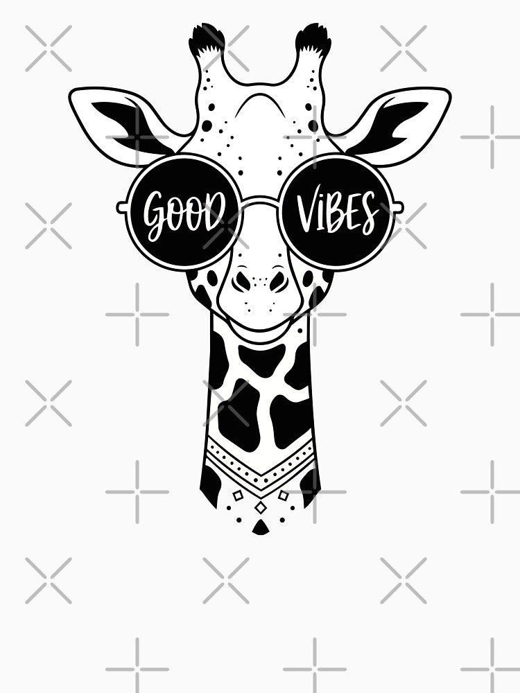 Cool Giraffe Wearing Sunglasses Good Vibes Sticker - Cute Giraffe Hippie Art by BestChoiceService