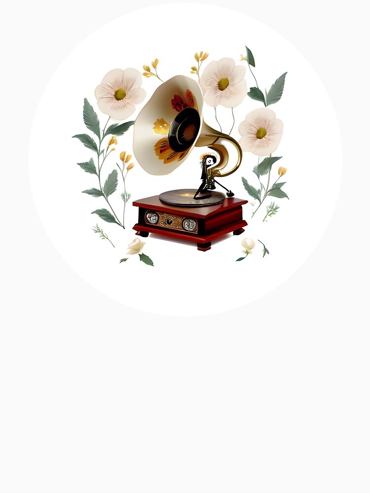 Gramophone Surrounded by Flowers by hyggefolkart