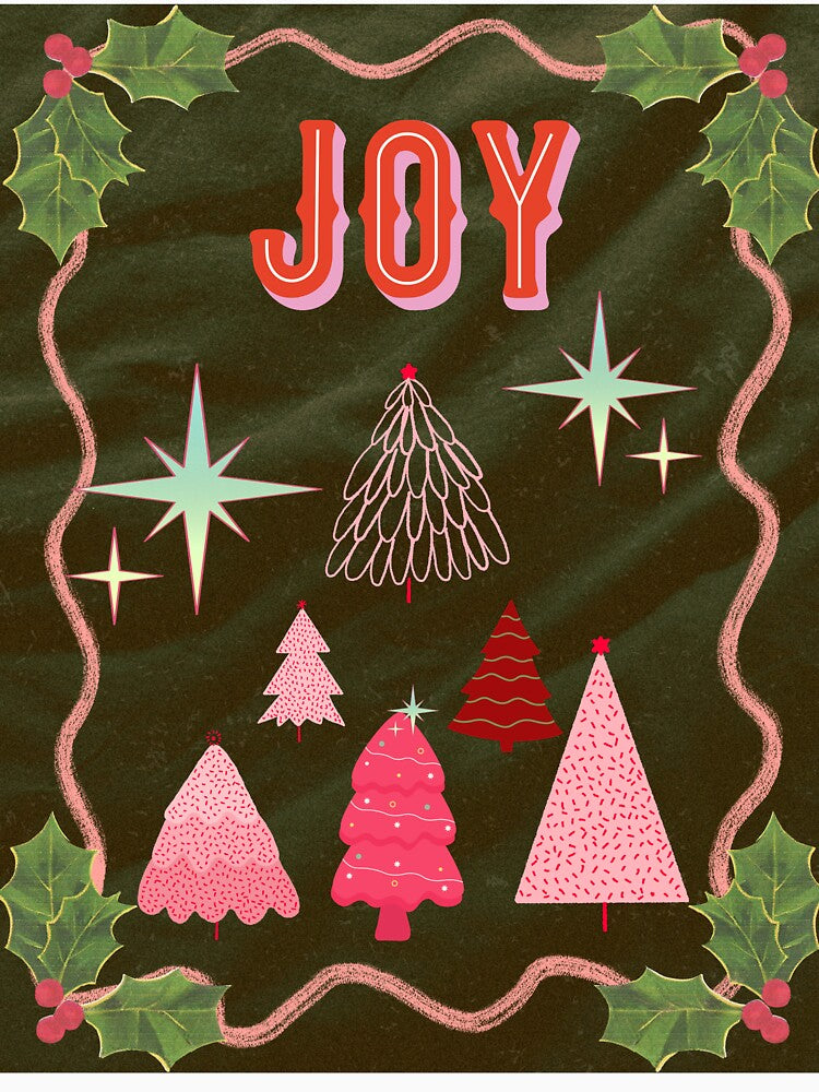 Pink Vintage Christmas Trees - Gift by bowsbotanicals