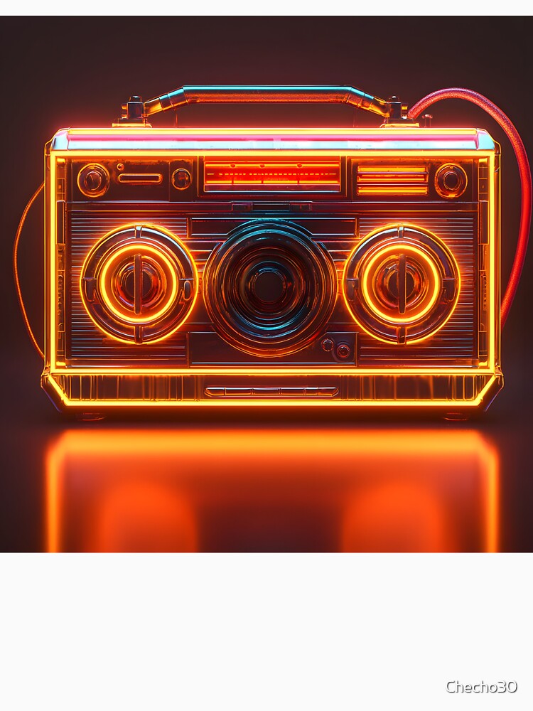 Vintage Boombox Neon, 3d Render, Warm Orange by Checho30