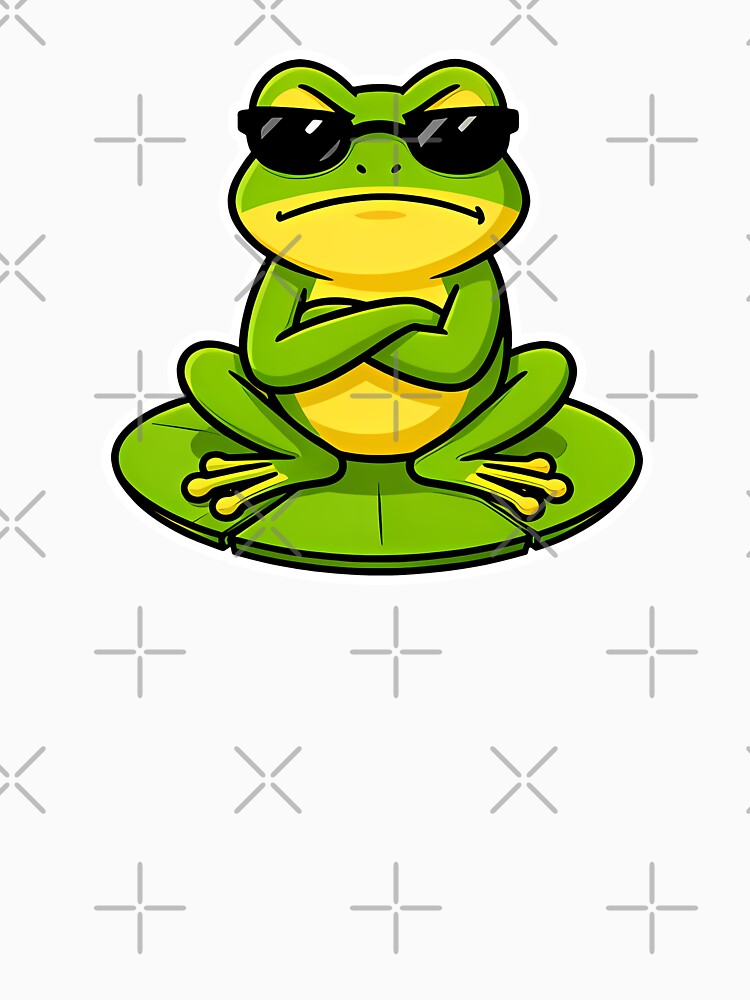 Frog With Attitude – Frog wearing sunglasses- Funny Rebel Frog Meme Aesthetic Cute Grumpy Style by VectorJoy