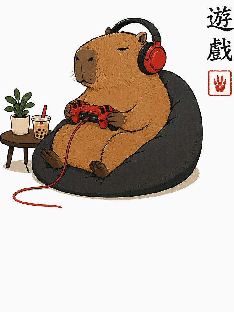 Capybara Gamer Playing Video Games Funny Gaming by Kladhadredo