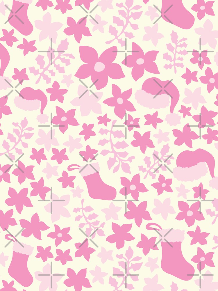 Pastel Pink Boho Christmas Cabincore Floral Pattern by blomastudios