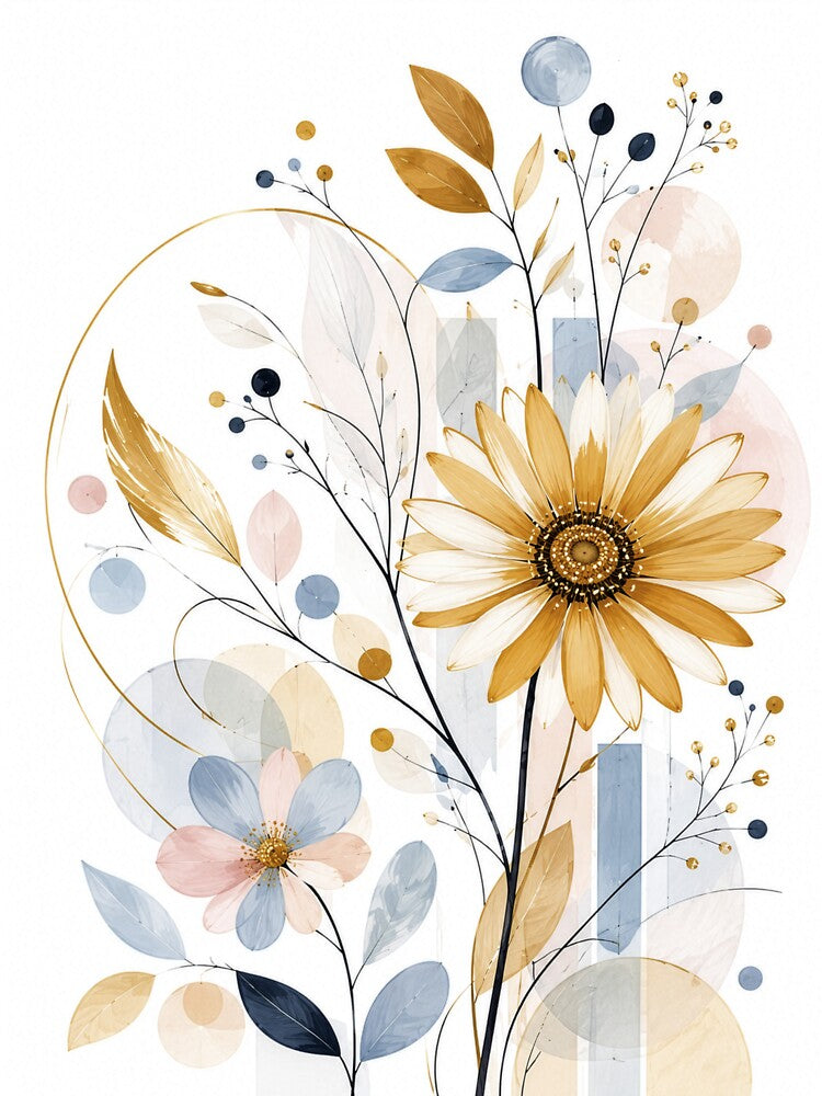 Modern Botanical Abstract Flowers by Lizetteh