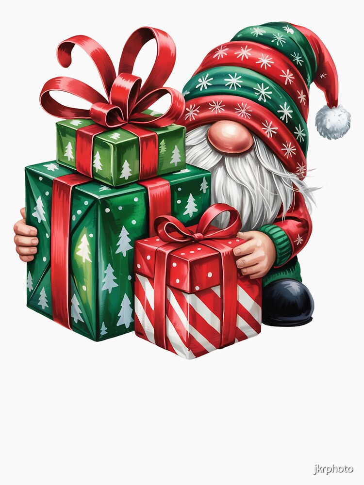 christmas gnome with gifts by jkrphoto