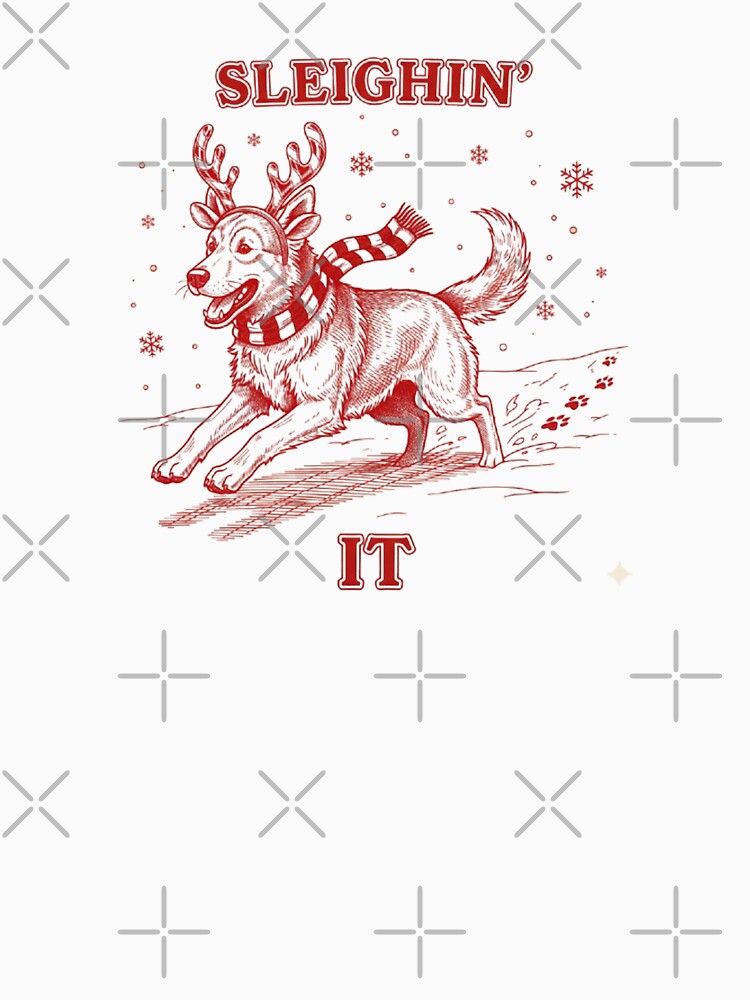 A funny golden dog reindeer christmas (Sleighin’ It) by halazidan
