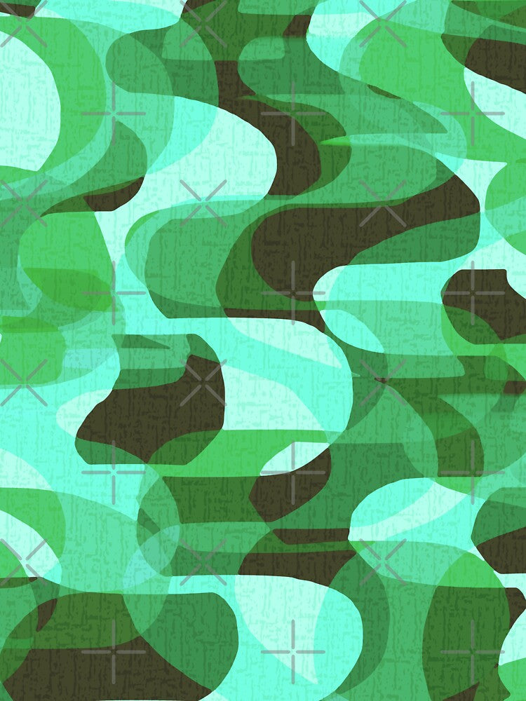 Retro 70s Groovy Waves - Green and mint by Michelebuttons
