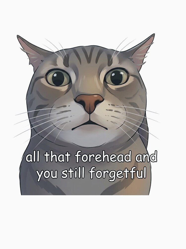 All That Forehead and You Still Forgetful Funny Cat Meme by SoftPawsAtelier