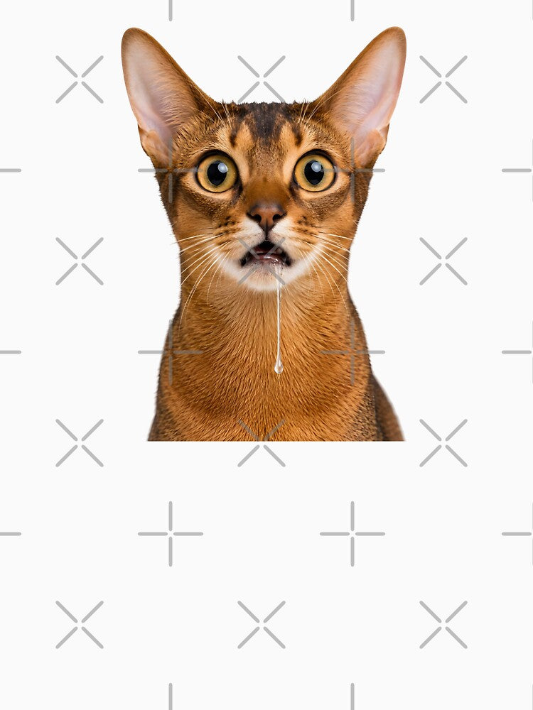 Funny Drooling Abyssinian Cat Meme Face by teeperfect