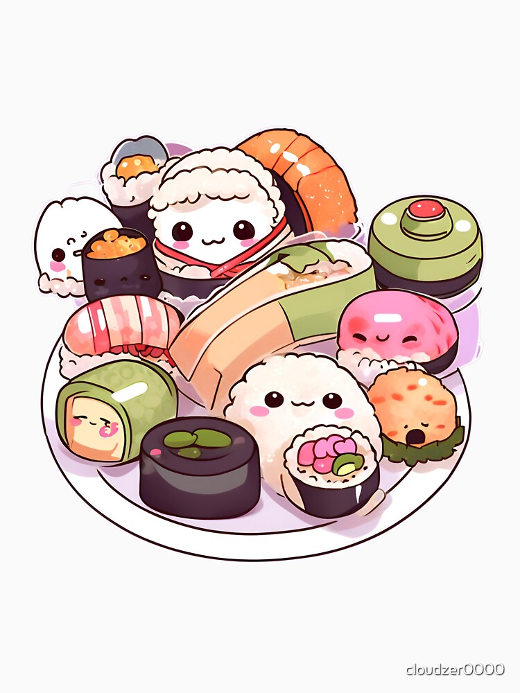 sushi chibi japanese food by cloudzer0000