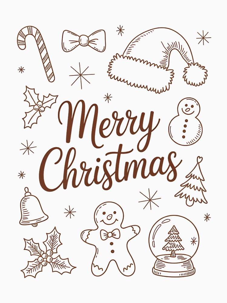Merry Christmas Merry and Bright Christmas Hand Drawn Boho Christmas Coquette Christmas Tree by VENOM0RIOT