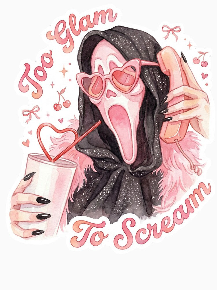 Too Glam to Scream – Cute Horror Coquette Aesthetic Design by aiqdelicia