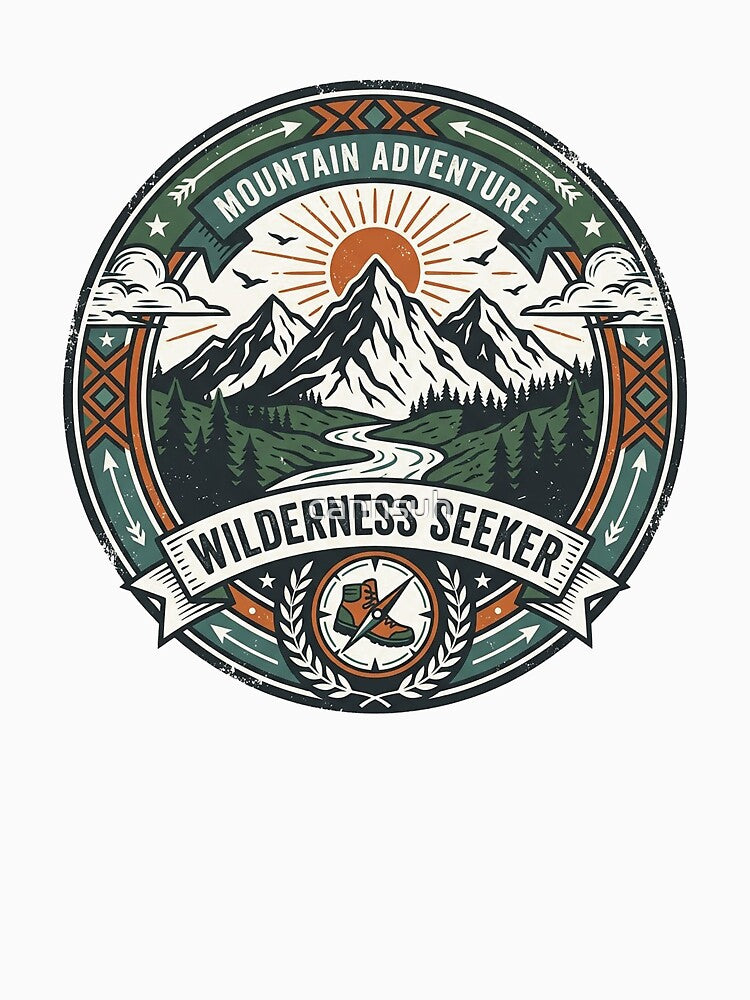 Wilderness Seeker Mountain Adventure – Vintage Hiking Badge by cannsuh