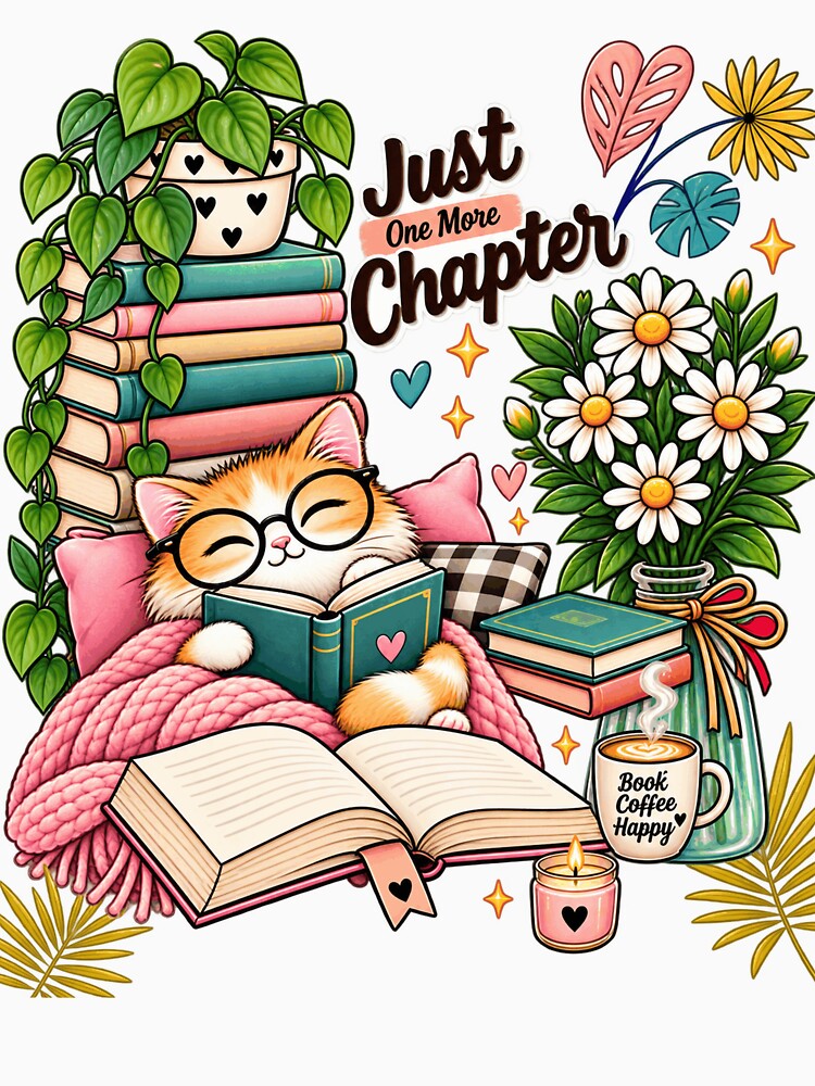 Just One More Chapter – Cozy Book Lover Cat by PaginaBrew