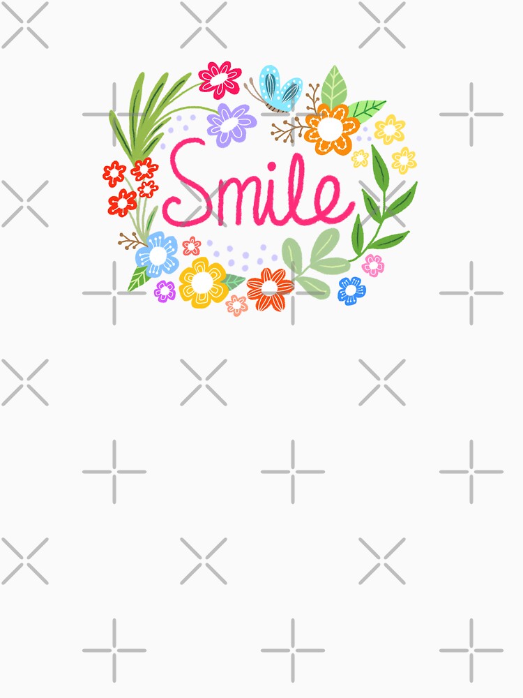 Bright hand drawn text floral botanical illustration smile by Nicola-Rowe