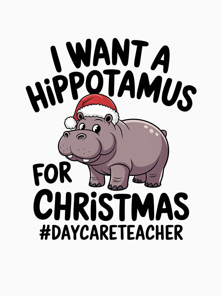 I Want A Hippopotamus For Christmas Daycare Teacher by MarkLeedsArt
