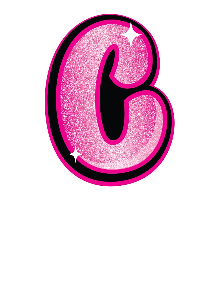 Glitter Pink C Initial Sticker by LazyCreativeCo
