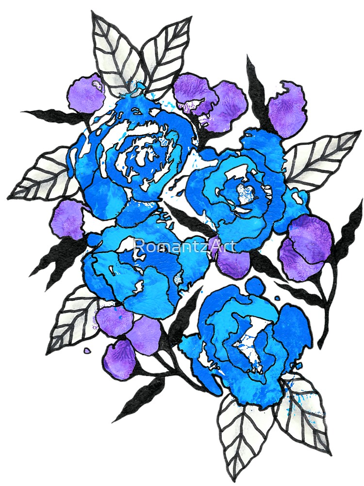 Imperfectly Beautiful - Blue and Purple Flowers by RomantzArt