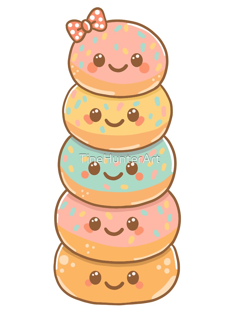 Kawaii Donut Stack – Cute Cartoon Design by TineHunterArt