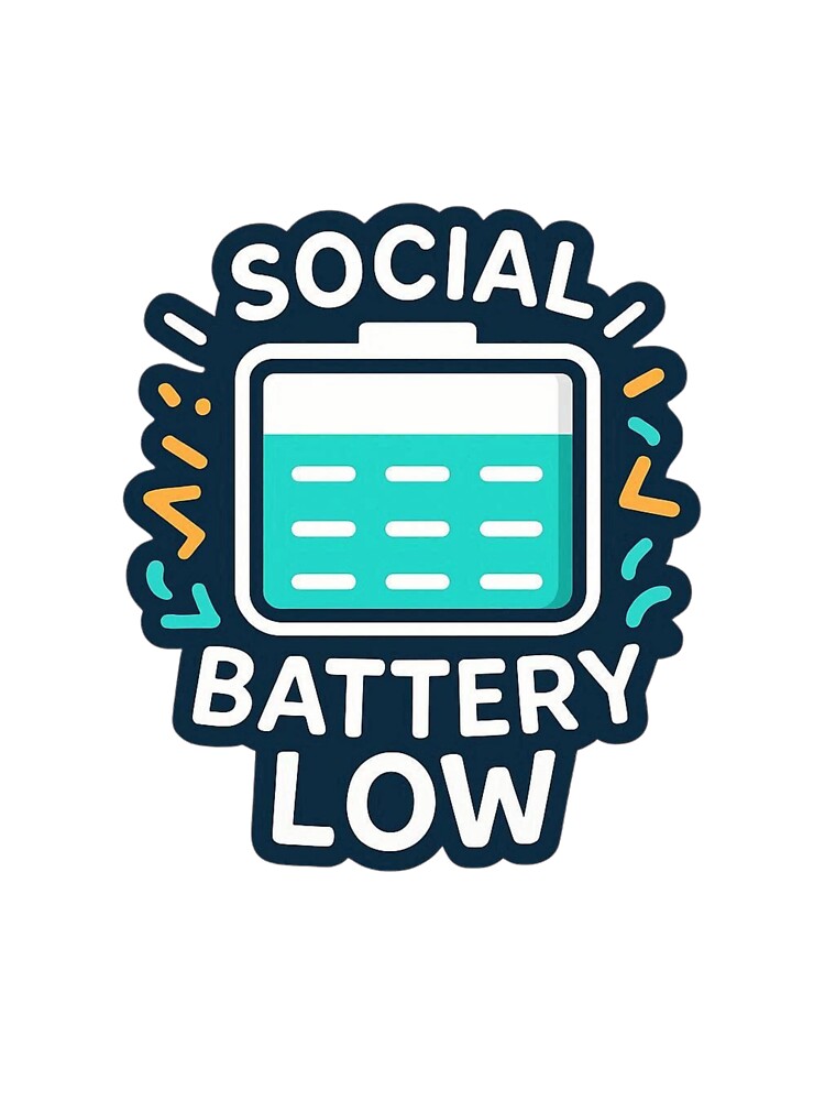 Social Battery Low Funny Introvert T-Shirt by echoink-studio