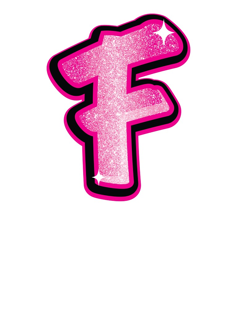 Glitter Pink F Initial Sticker by LazyCreativeCo