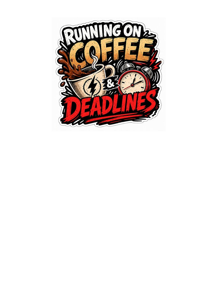 Running on Coffee and Deadlines Funny Teacher Sticker | Teacher Life Humor by Petringo