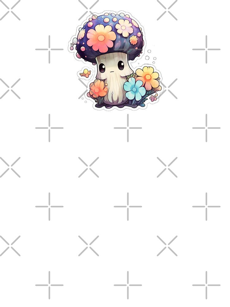 Cute Kawaii Flower Mushroom | White Watercolour | Happy, Flower, Floral, Nature, Kawaii, Lovely, Girly by FantasySoul