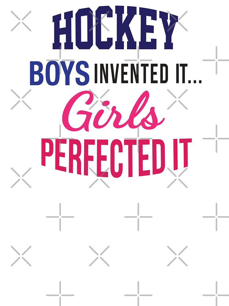 'Hockey Boys Invented It Girls Perfected It' (White) by The Button Gal