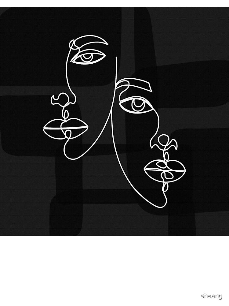 Two Face White Line Art by shaang