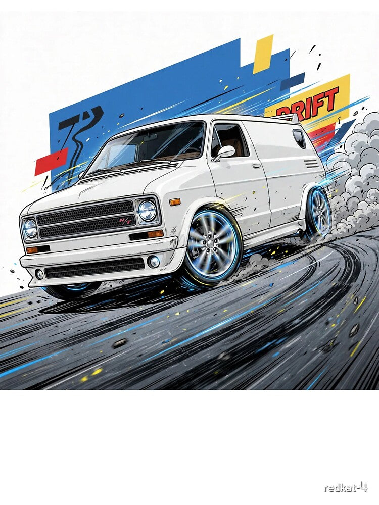 White Van Drift - R/T Street Van Drifting Comic Art by redkat-4