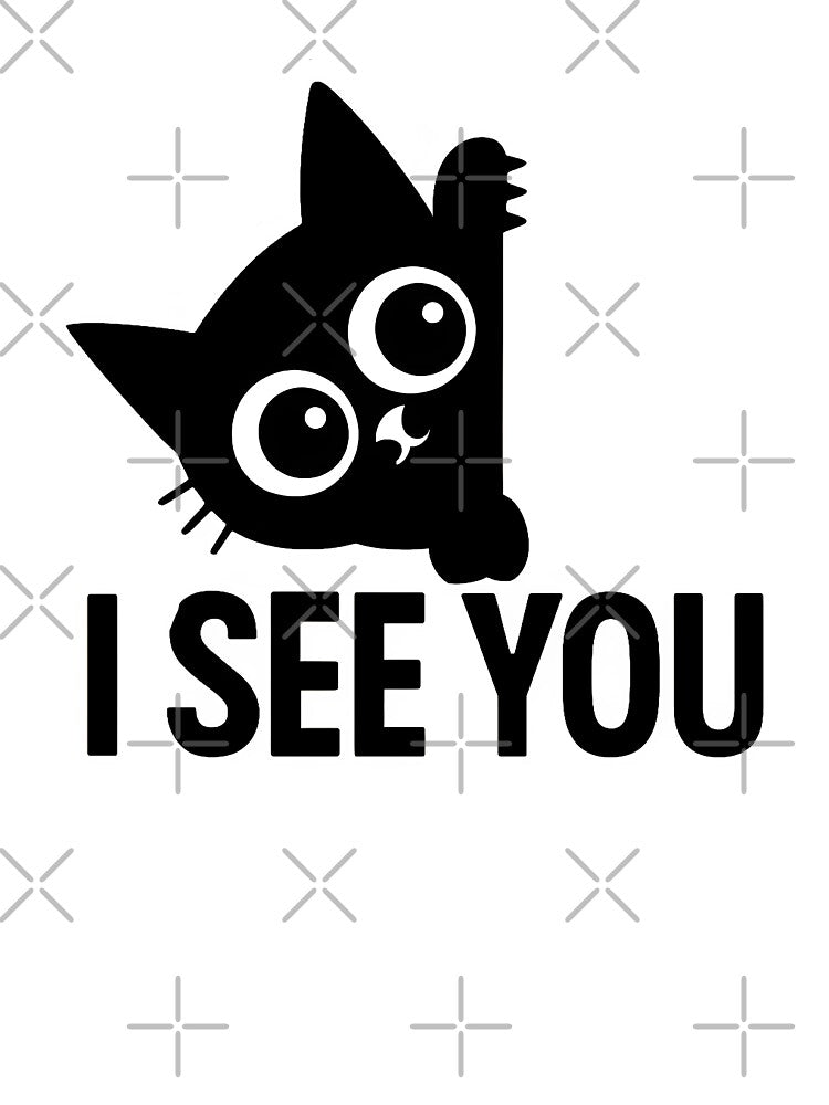 Cute kawaii black cat face meme - I see you by Kawaii Nest