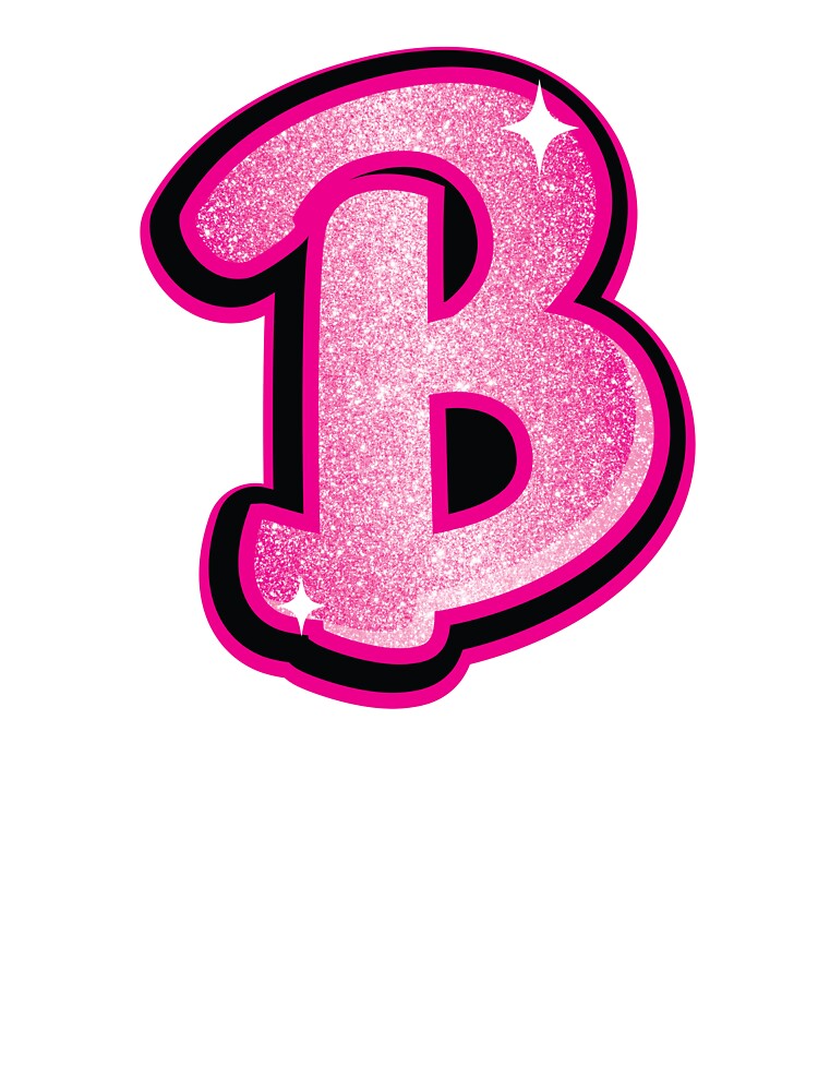 Glitter Pink B Initial Sticker by LazyCreativeCo