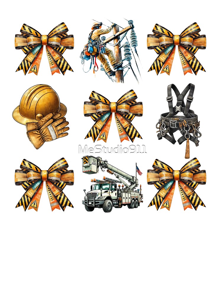 Lineman Coquette Bows and Electrical Equipment Watercolor by MeStudio911