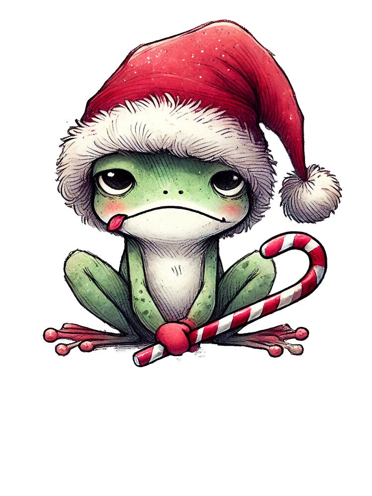 Grumpy Christmas Frog with Candy Cane by Sweetnotsour
