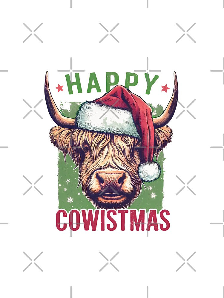 Highland Cow Happy Cowistmas Christmas Cow design by SideKickCreates