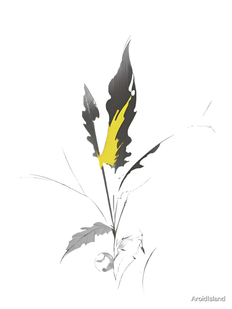 Botanical Line Art with Yellow Accent Color by AroidIsland