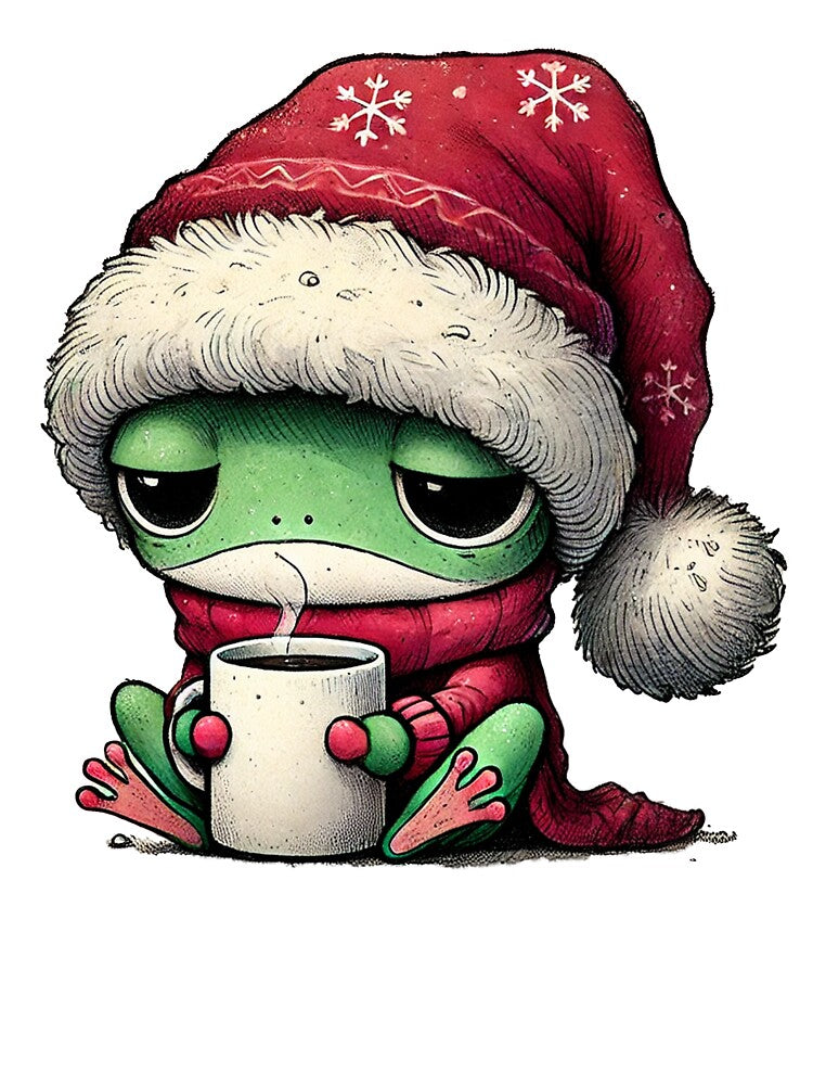 Sleepy Christmas Frog with Hot Cocoa by Sweetnotsour