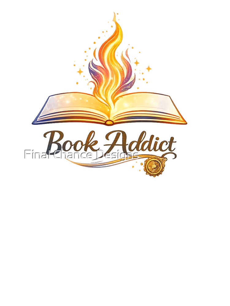 Book Addict – Magical Open Book Flame Design by Final Chance Designs⭐️⭐️⭐️⭐️⭐️