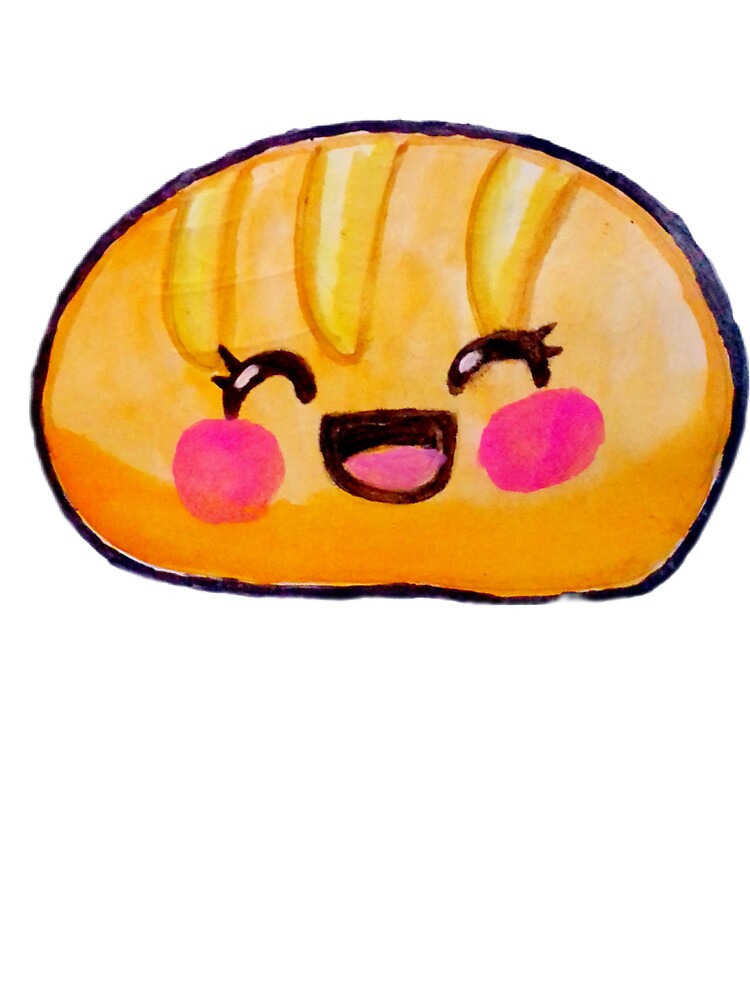 A Laughing Croissant Kawaii food watercolor illustration art by happiartworks