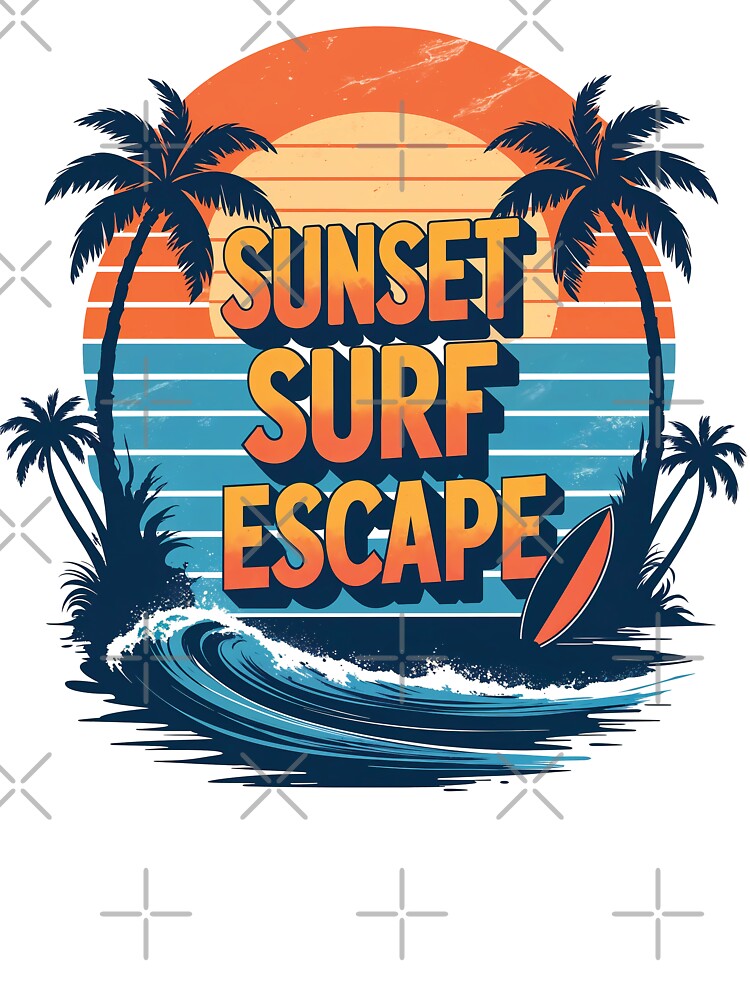 Sunset Surf Escape – Retro Beach Surf Design with Palm Trees, Ocean Waves, and Bold Summer Vibes for Coastal Lifestyle Fans by CreativeVisionsHub
