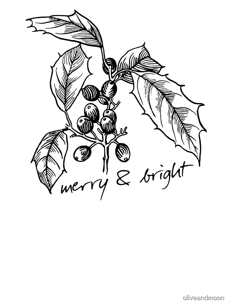 Merry and Bright Simple Christmas Design by oliveandmoon