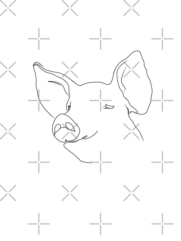 Pig Line Drawing abstract art Minimalist by Penny Stanley (ICONIC FOX GRAPHICS)