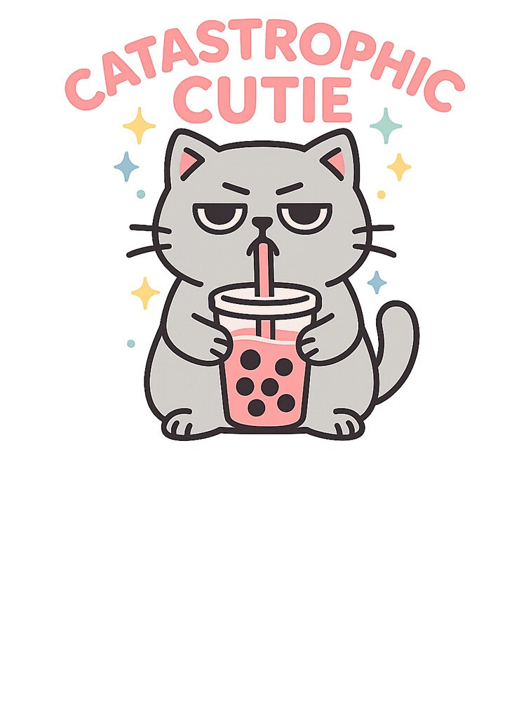 Catastrophic Cutie – Grumpy Boba Cat T-Shirt/Sticker Design by FurEver Graphics