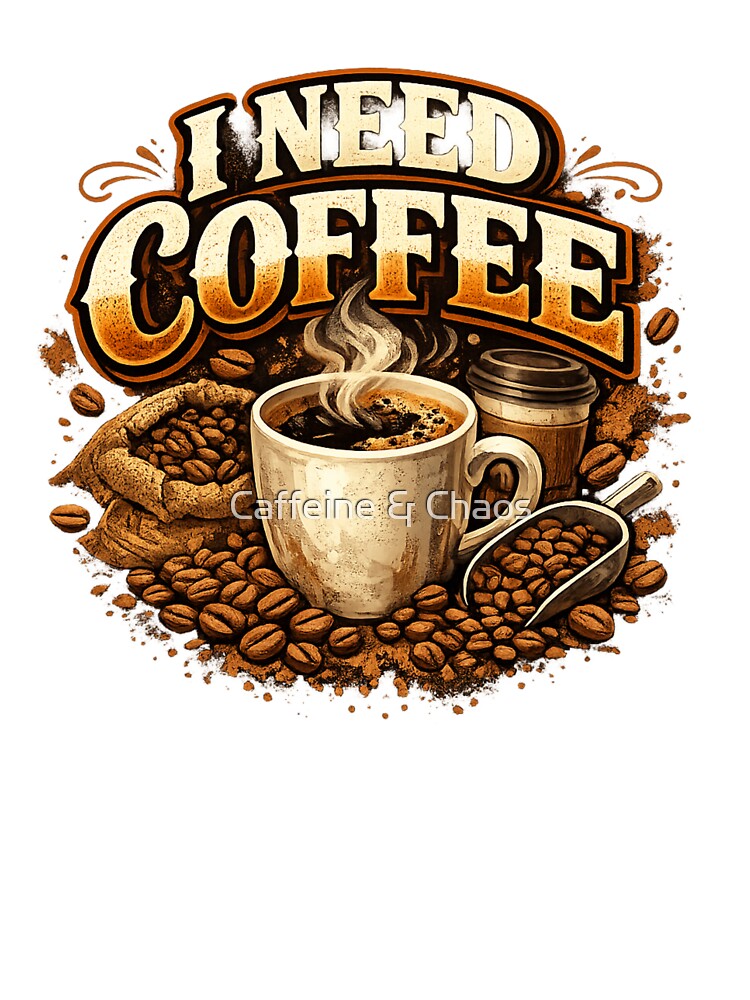 I Need Coffee by Caffeine & Chaos