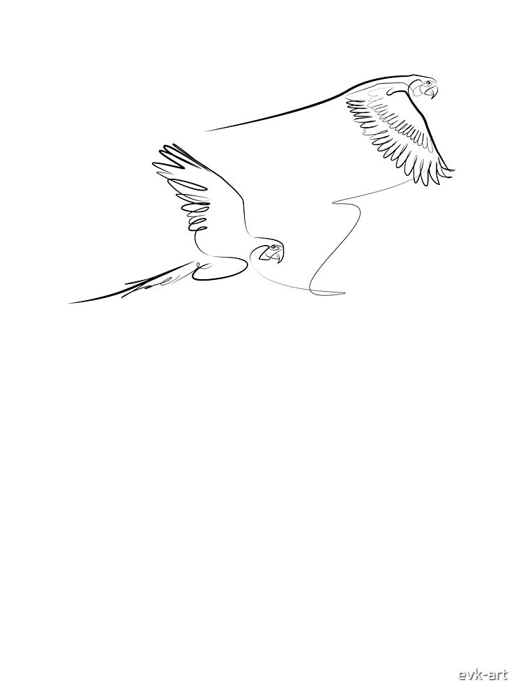 Parrots birds drawing in one line art by evk-art