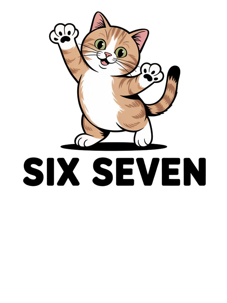 Six Seven Cat Meme – Funny Confused Math Cat Joke by DreamLayerStudio