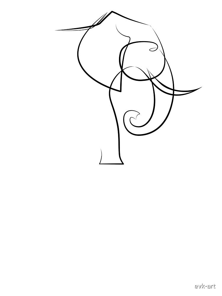 Elephant drawing in one line art by evk-art