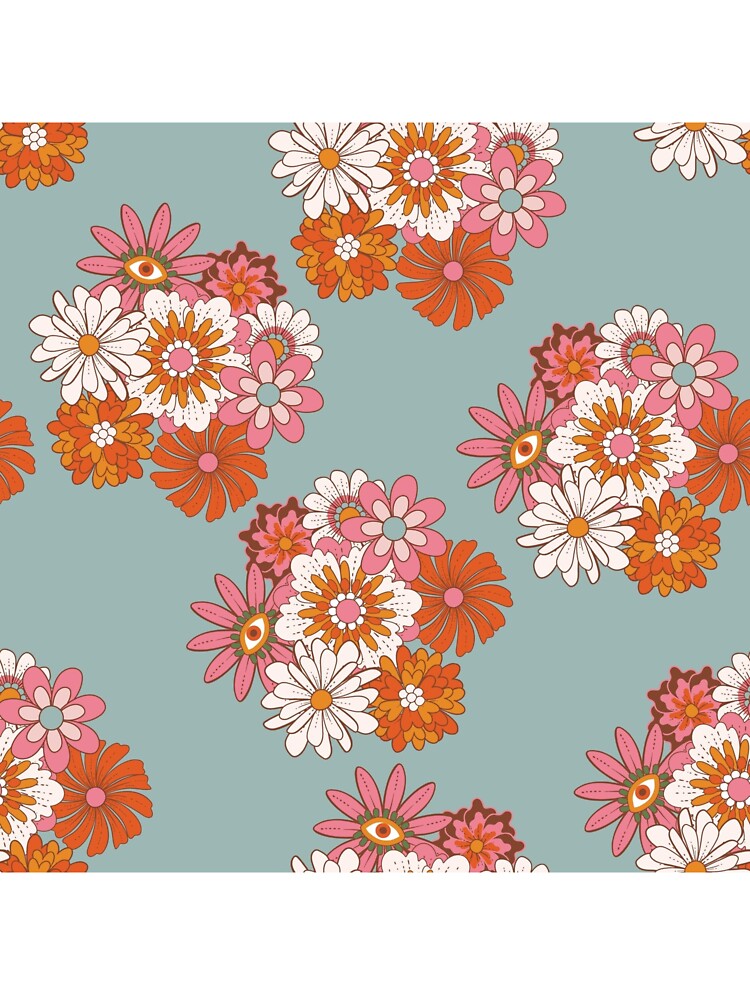 Retro boho groovy flori pattern by ReneMagritteArt