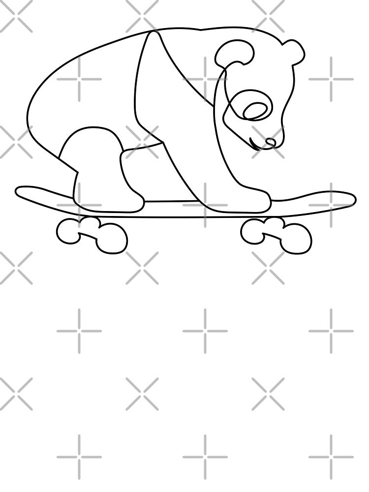 Skateboarding Panda | One Line Drawing | One Line Art | Minimal | Minimalist by One-Line-Artist