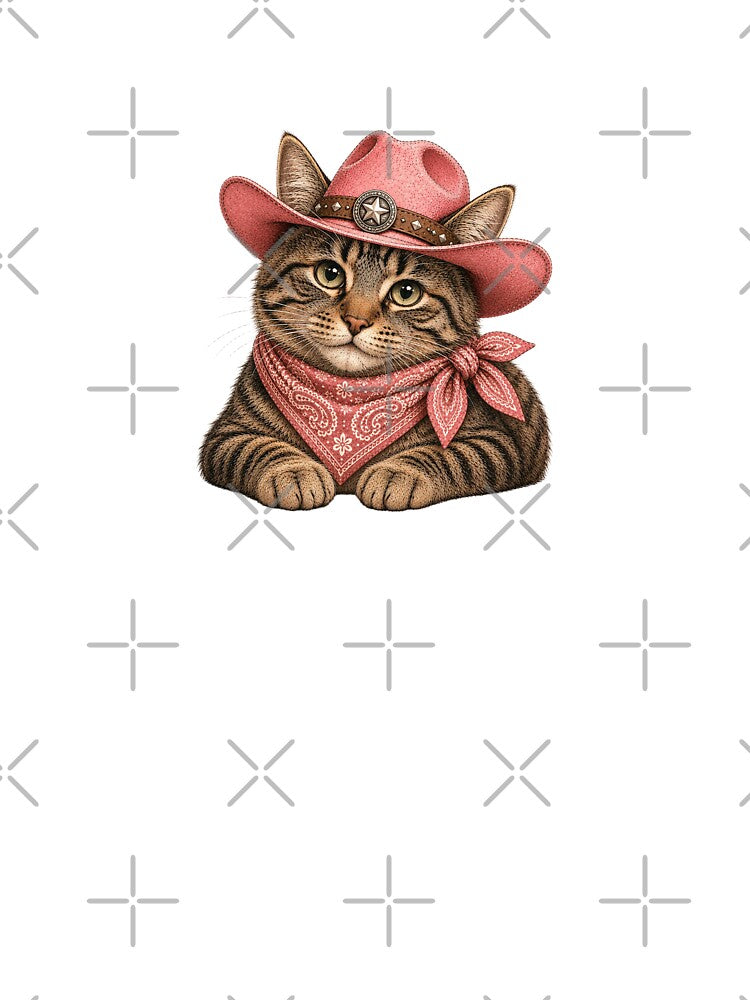 Tabby Cat Pink Cowgirl Western Charm Design by BrandyandBeyond
